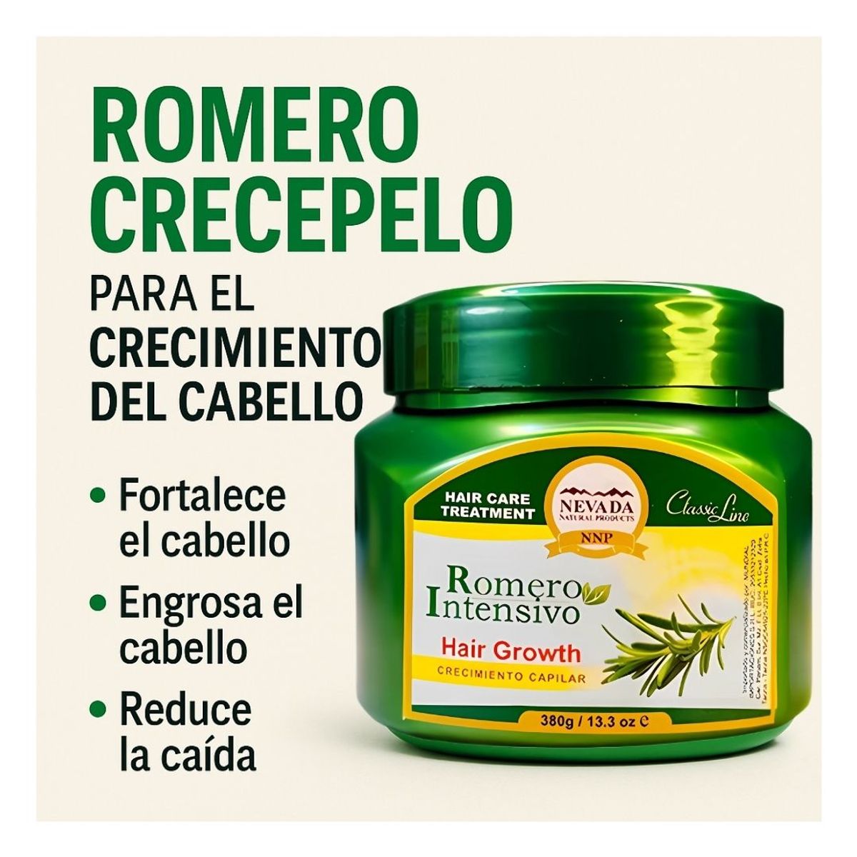 NEVADA NATURAL PRODUCTS - Nevada Tratamiento Romero Crecepelo Protección Capilar 380Gr