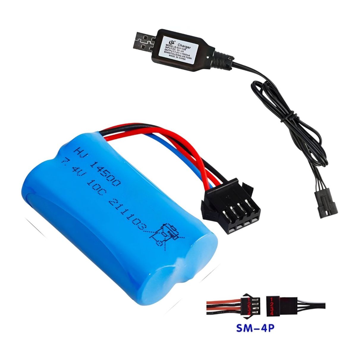 GENERICO - Batería de litio de 7.4 v hidrogel doble pila y cargador