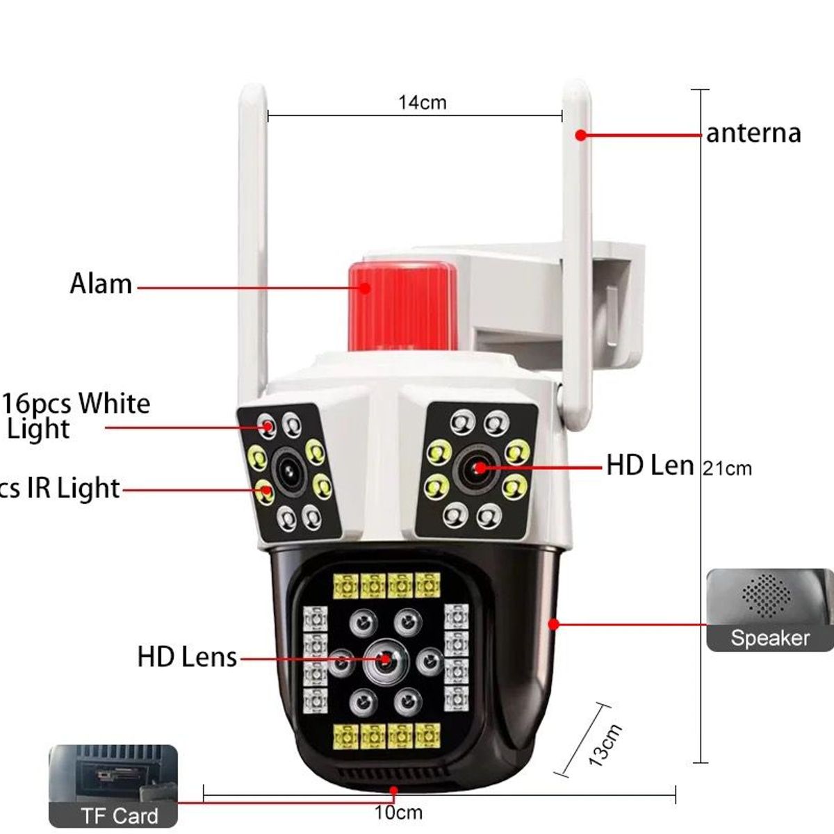 OEM - Cámara de seguridad 6K Para Exteriores Wifi Triple Lente UHD
