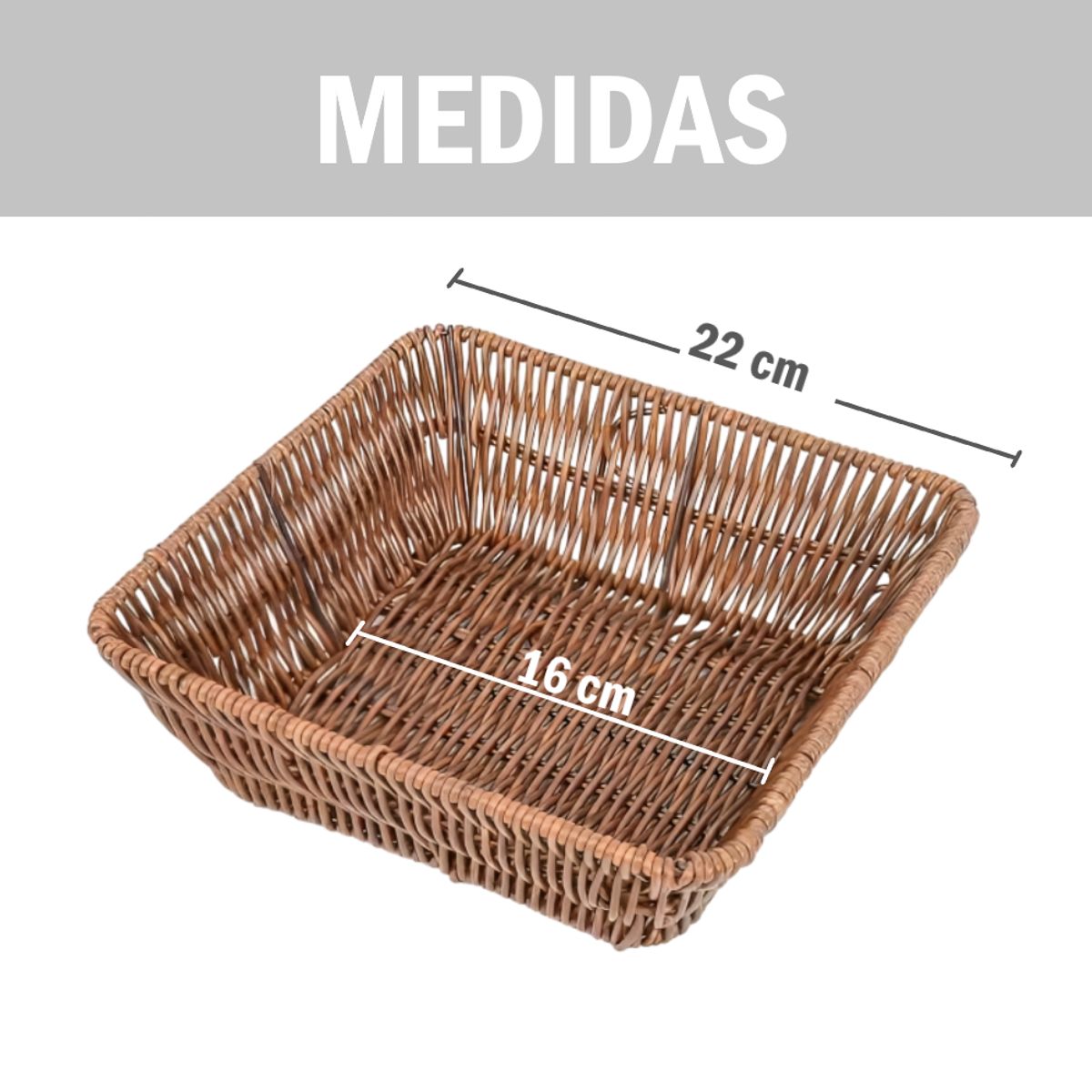 GENERICO - Pack 2 Paneras Rectangulares de Plástico tipo mimbre