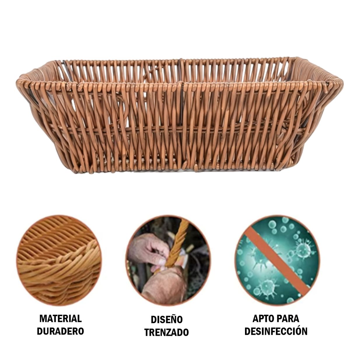 GENERICO - Set x2 Panera Cesta Rectangular de mimbre