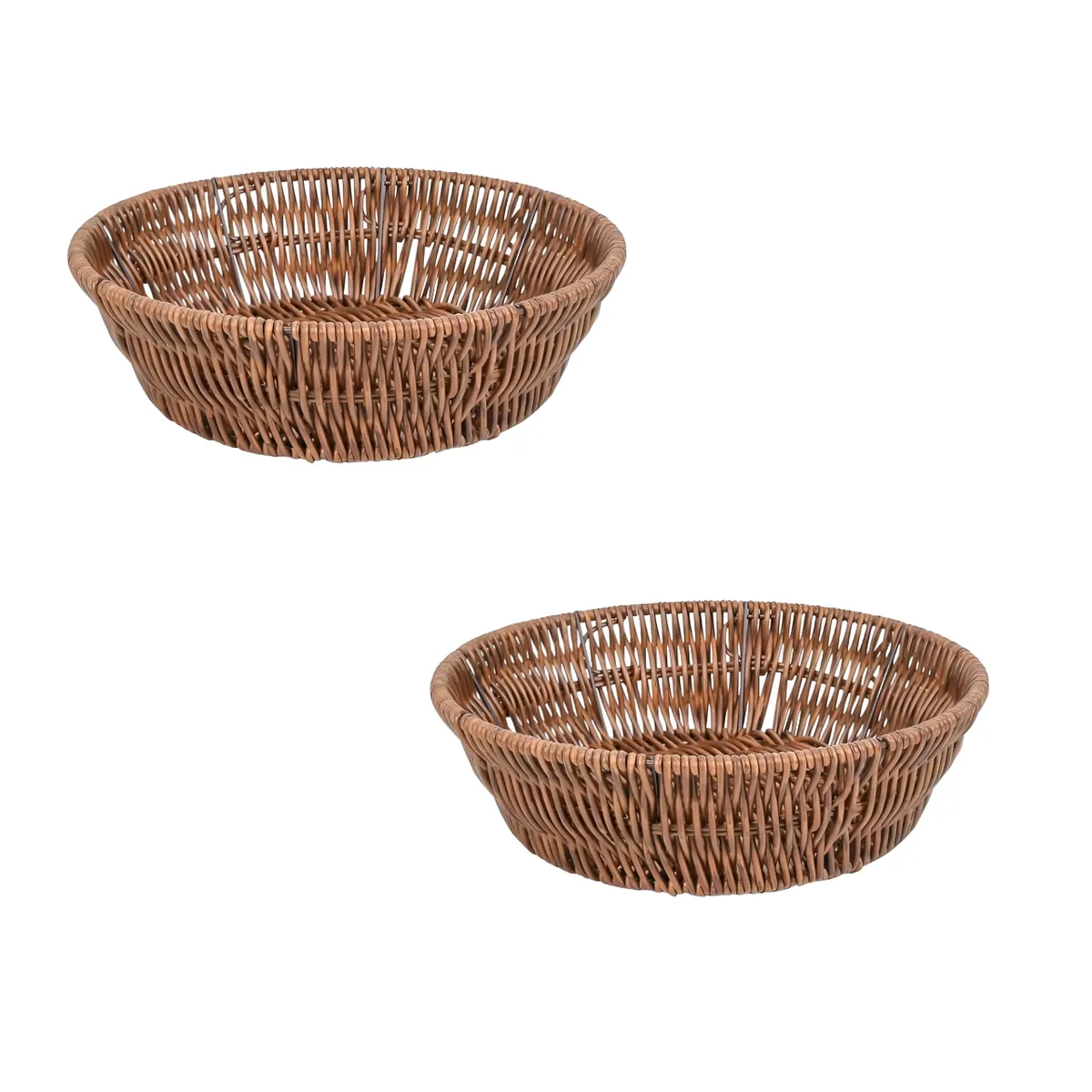 GENERICO - Pack 2 Paneras Redonda de plástico tipo mimbre