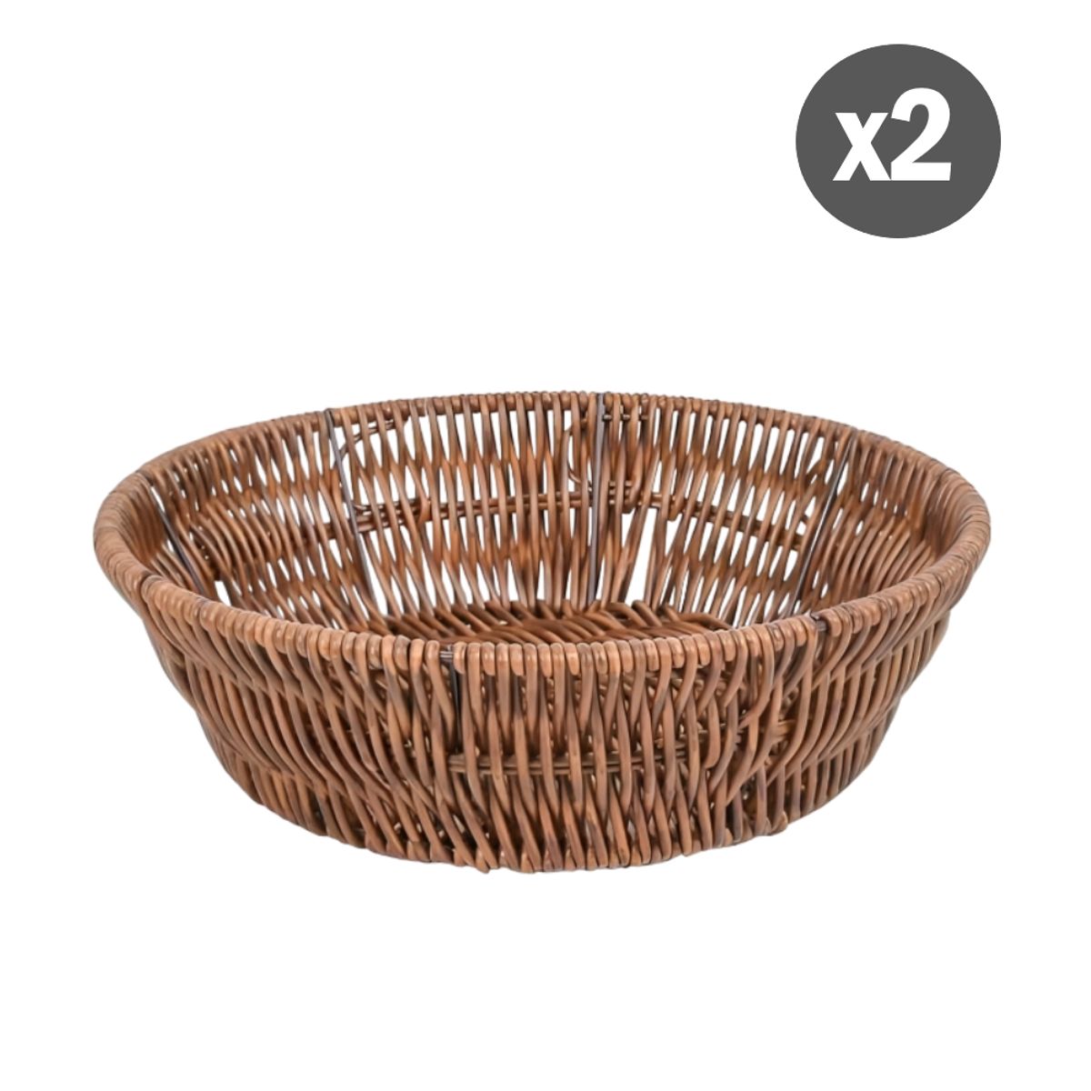 GENERICO - Set x2 Panera Cesta Circular de mimbre
