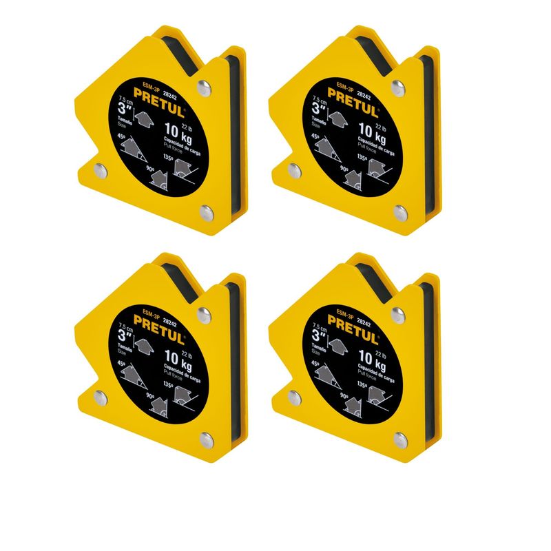 TRUPER - Escuadra magnética 3" para soldar, capacidad 20 kg, 4 unidades truper