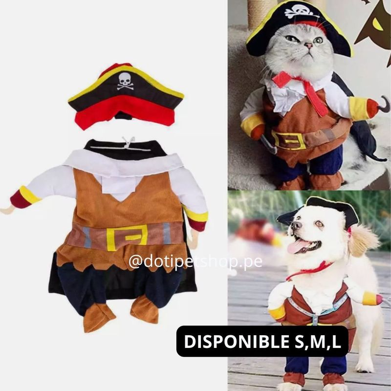GENERICO - DISFRAZ PARA MASCOTAS PIRATA  - TALLA M