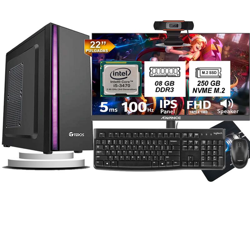 HALION - Computadora Pc Intel Core i5 3470  Monitor 22 fhd' RAM 8GB SSD 256GB