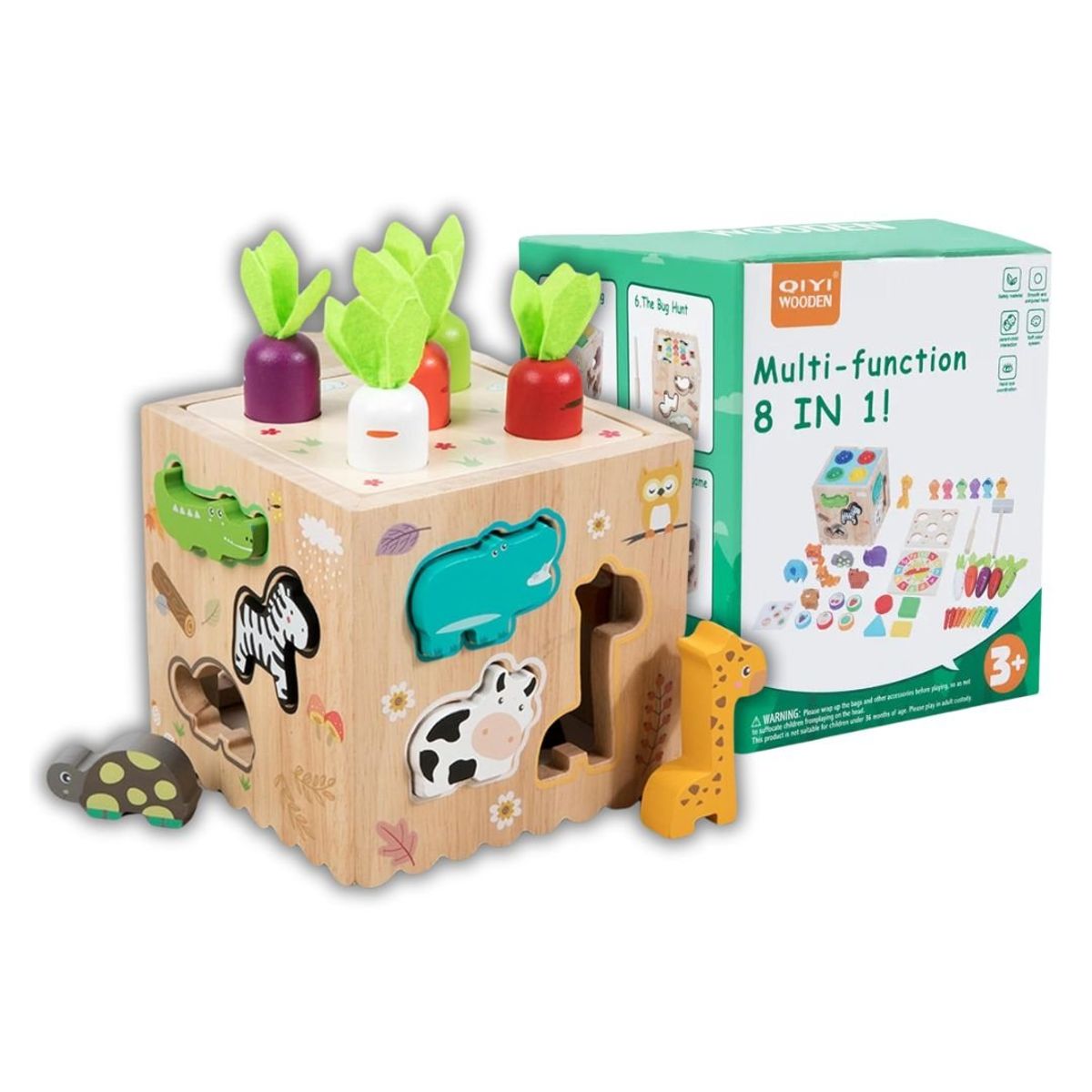 GENERICO - Cubo Educativo De Madera Montessori 8En1 Con Pelotas