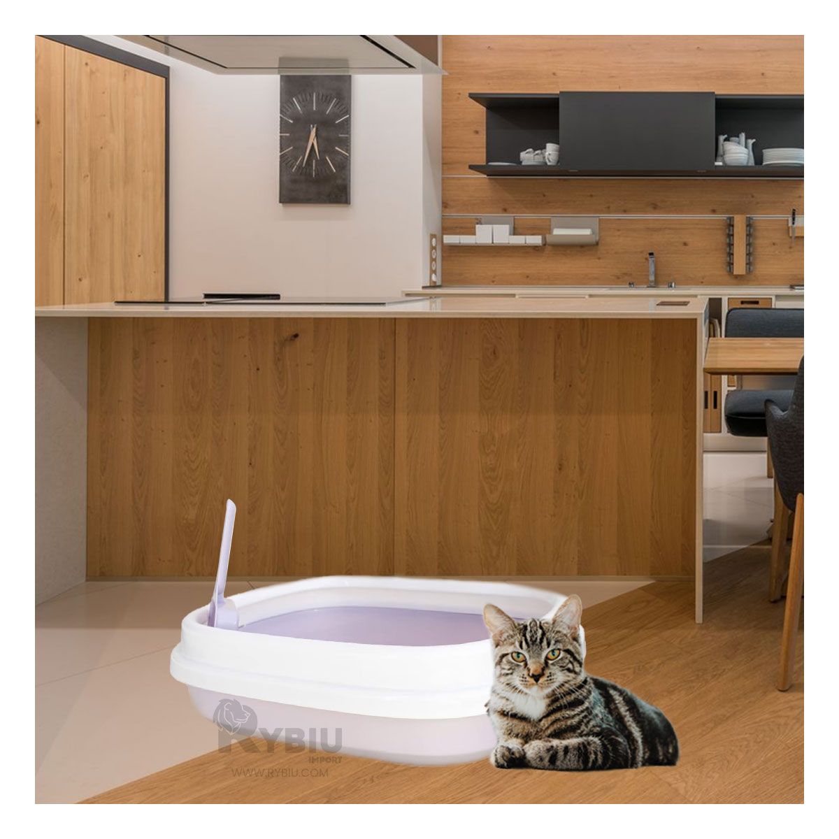 RYBIU IMPORT - Arenero para Felinos Incluye Pala Cernidora 48x40x125 Lila