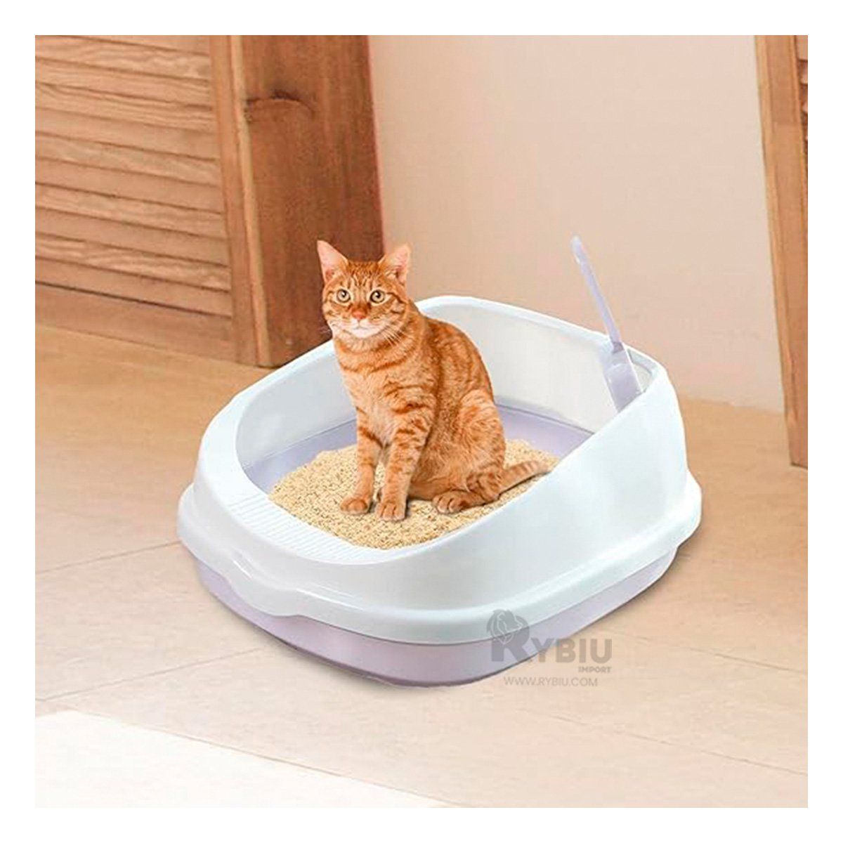 RYBIU IMPORT - Bandeja para Orine de Gato Color Lila Y+Ligas de Regalo