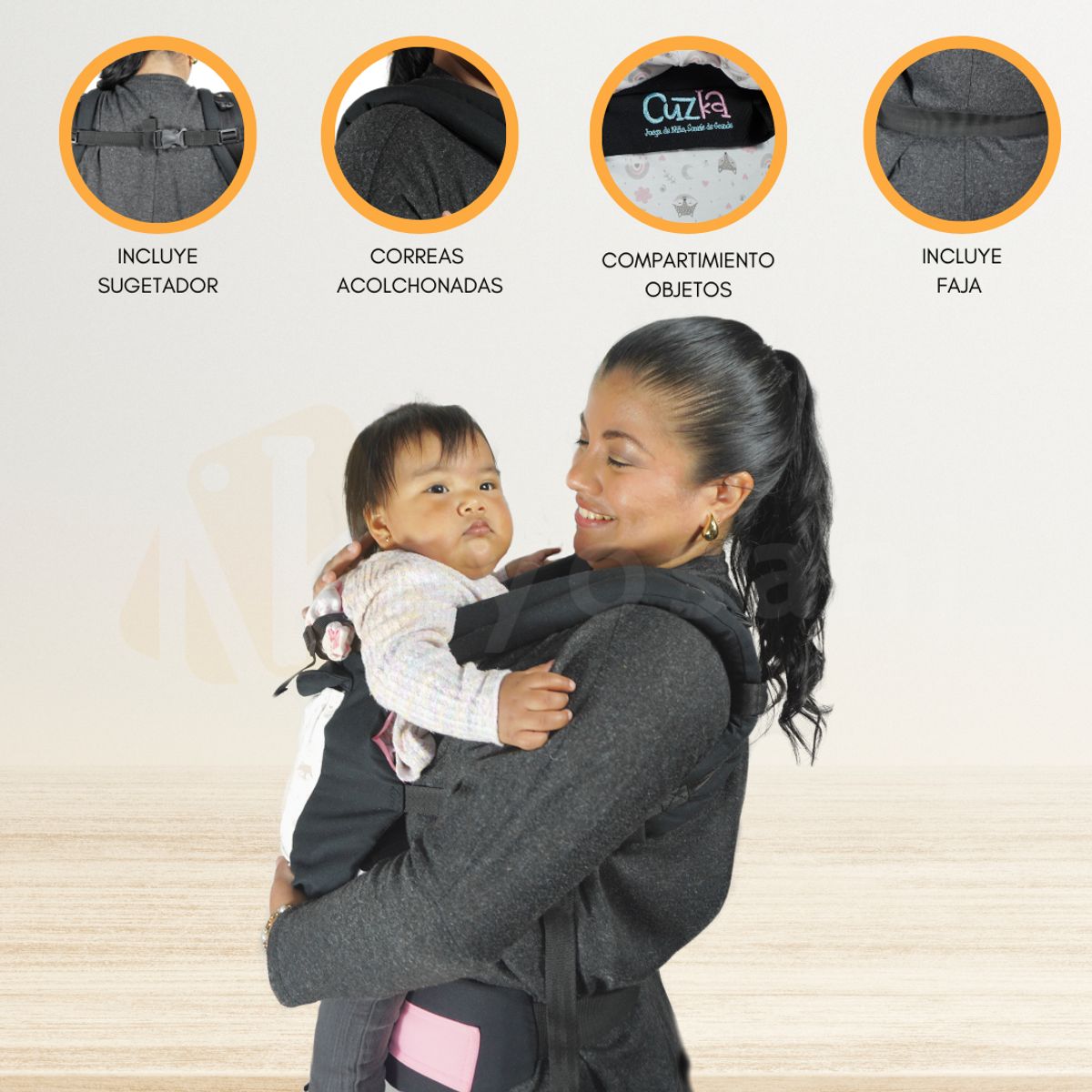 CUZKA - Canguro para Bebé Ergonómico 4 en 1 «PORTER» Pink