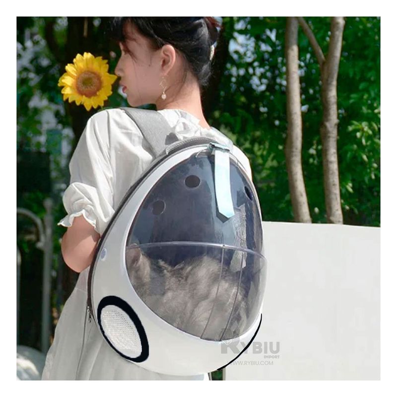 RYBIU IMPORT - Mochila Huevo Adaptable para Gatos en Color Plomo