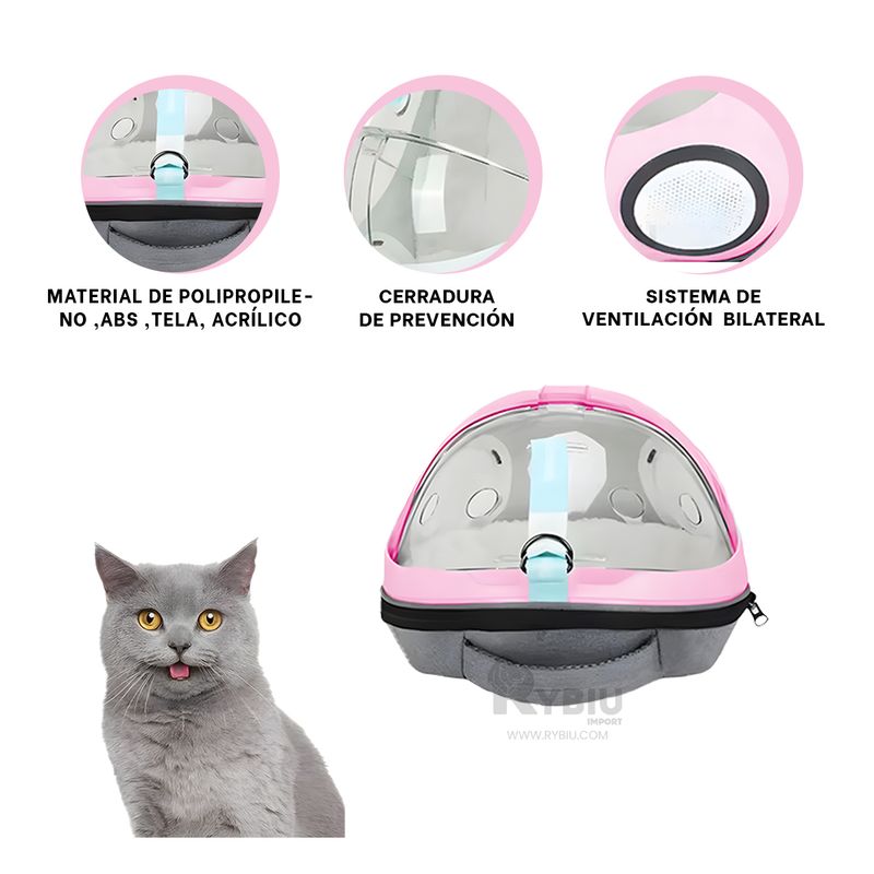 RYBIU IMPORT - Transportador Pet Cama Huevo en Rosado Y+Ligas de Regalo