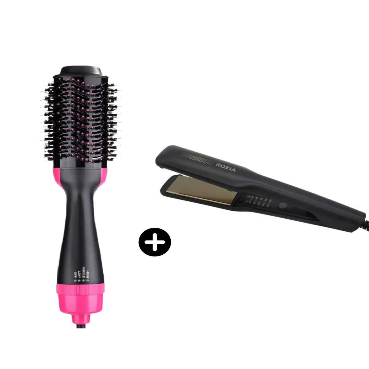 GENERICO - Cepillo Alisador Ondulador One Step 4 en 1 + Plancha Para Cabello Profesional Rozia Negra