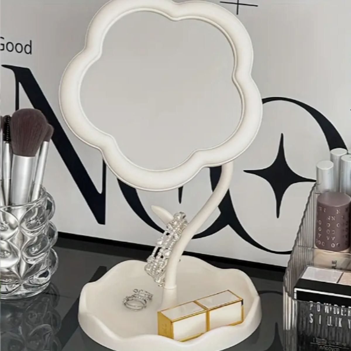 GENERICO - Espejo Tocador Modelo Flor Blanco