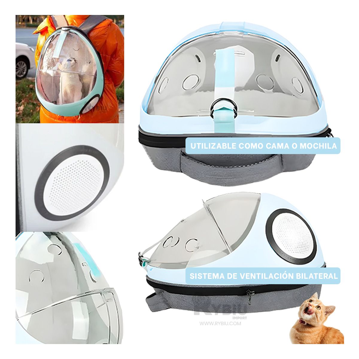 GENERICO - Maleta Moderna para Mascotas Color Celeste Y+Regalo Agendita