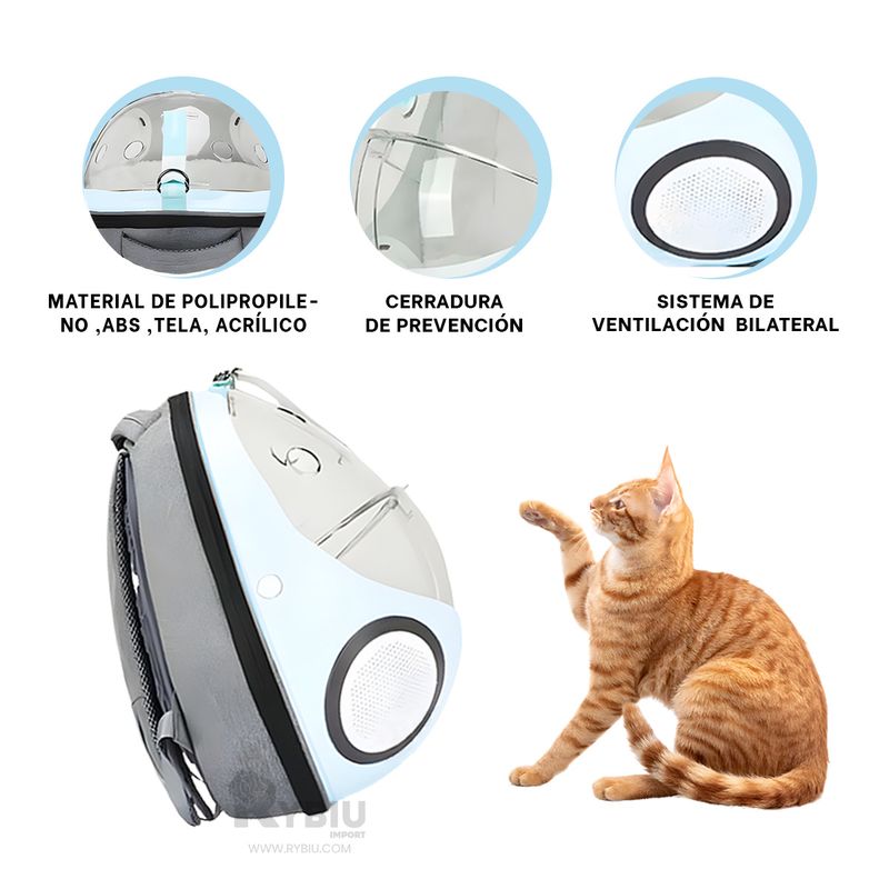 GENERICO - Transportador Pet Cama Huevo en Celeste Y+Ligas de Regalo