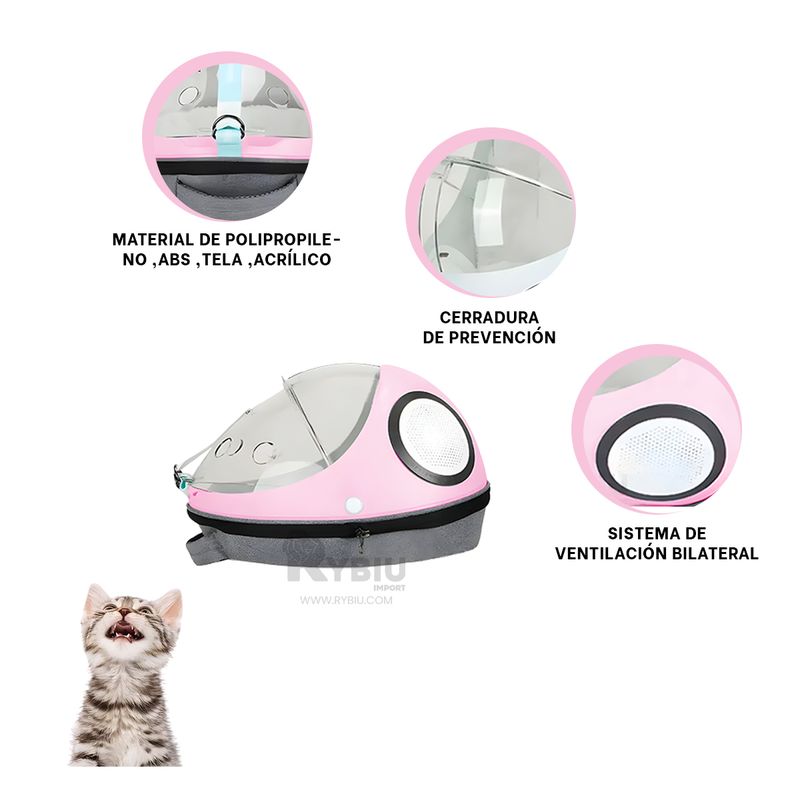 GENERICO - Transportador para Felino en Tono Rosado Y+Post-it Adhesivos