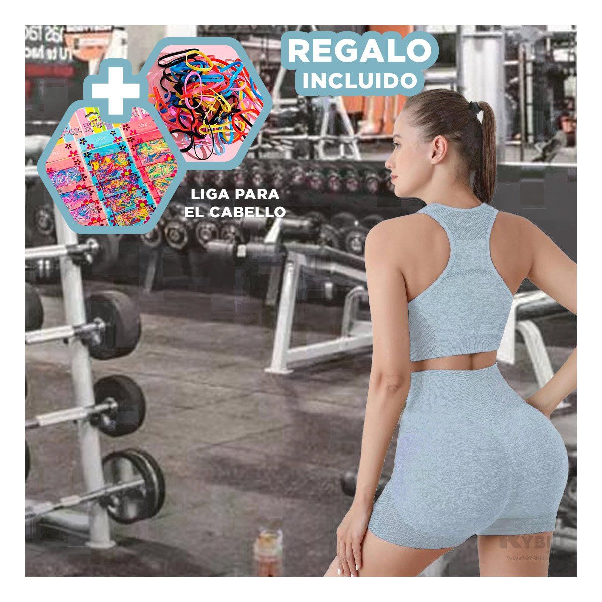 RYBIU IMPORT - Conjunto Deportivo para Yoga en Celeste Y+Post-it Adhesivos