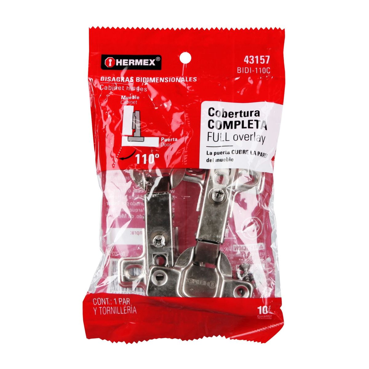 HERMEX - 2 bisagras cangrejo cobertura completa 110° HERMEX