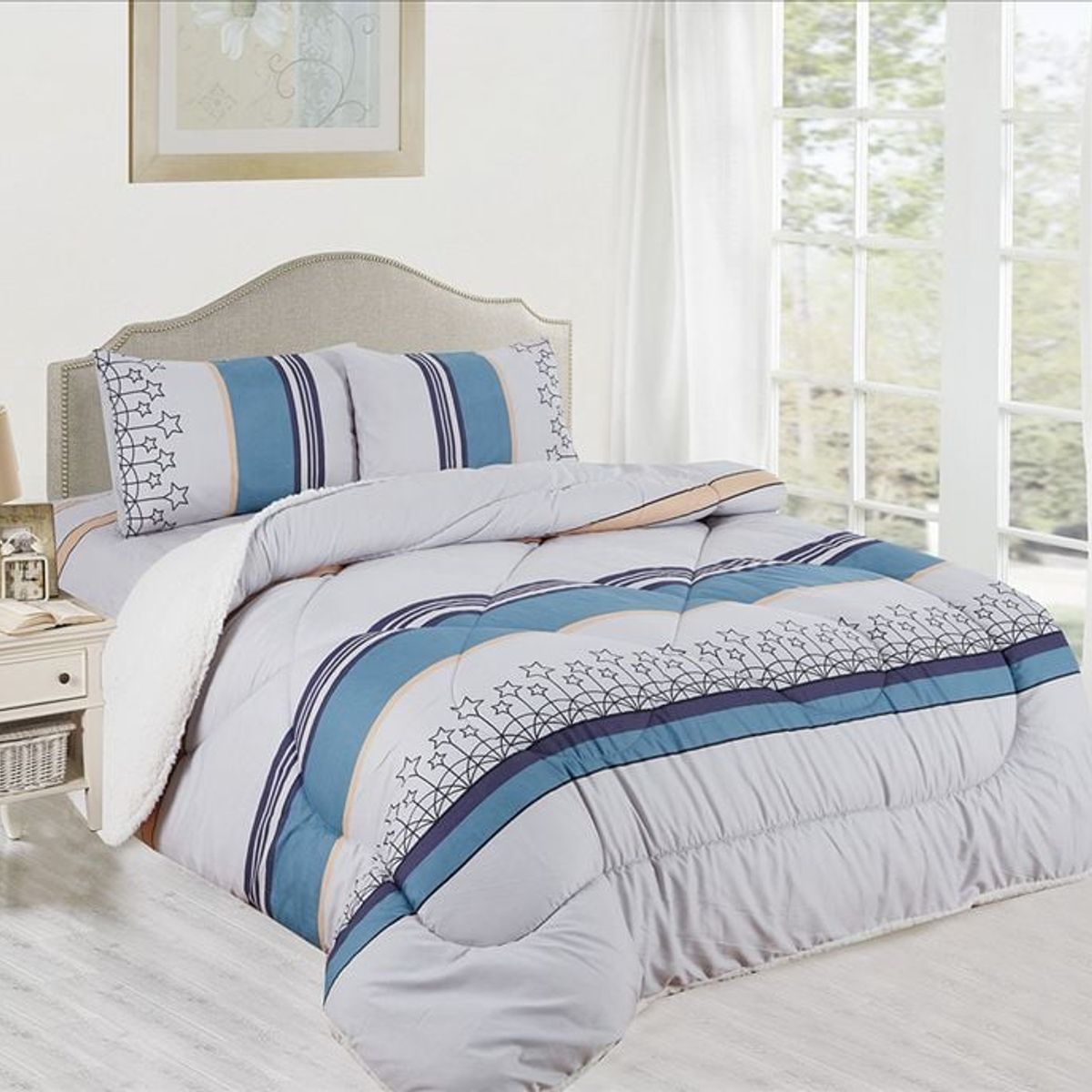 CASATEX - Edredón Tela Hipoalergénico con Carnero 2Plz  Set de Sábanas