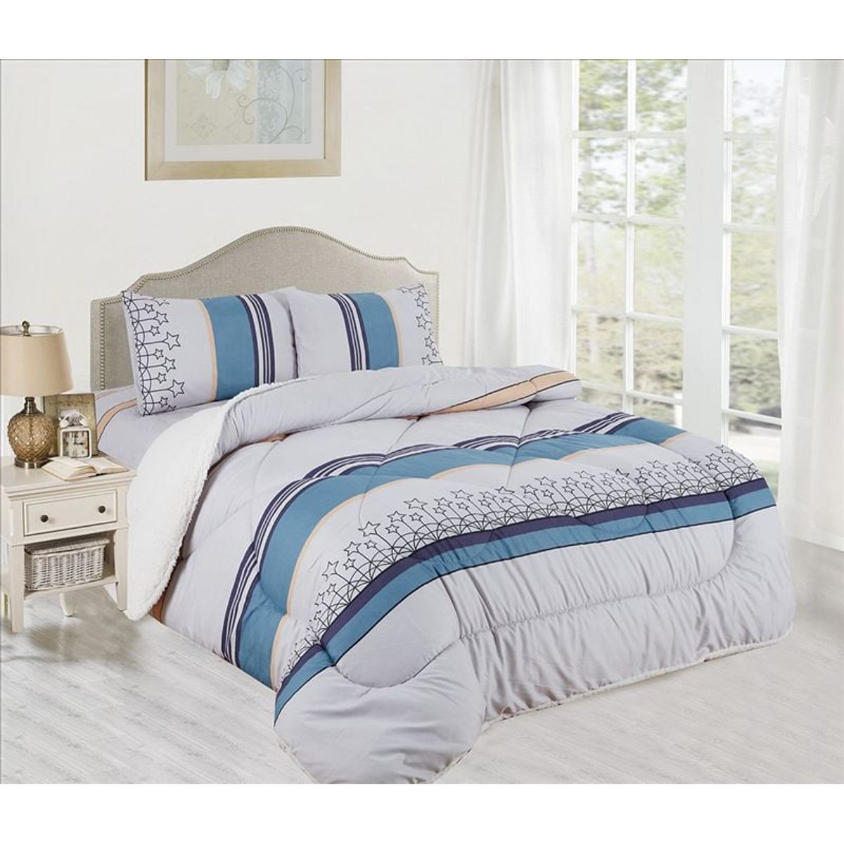 CASATEX - Edredón Tela Hipoalergénico con Carnero 2Plz  Set de Sábanas