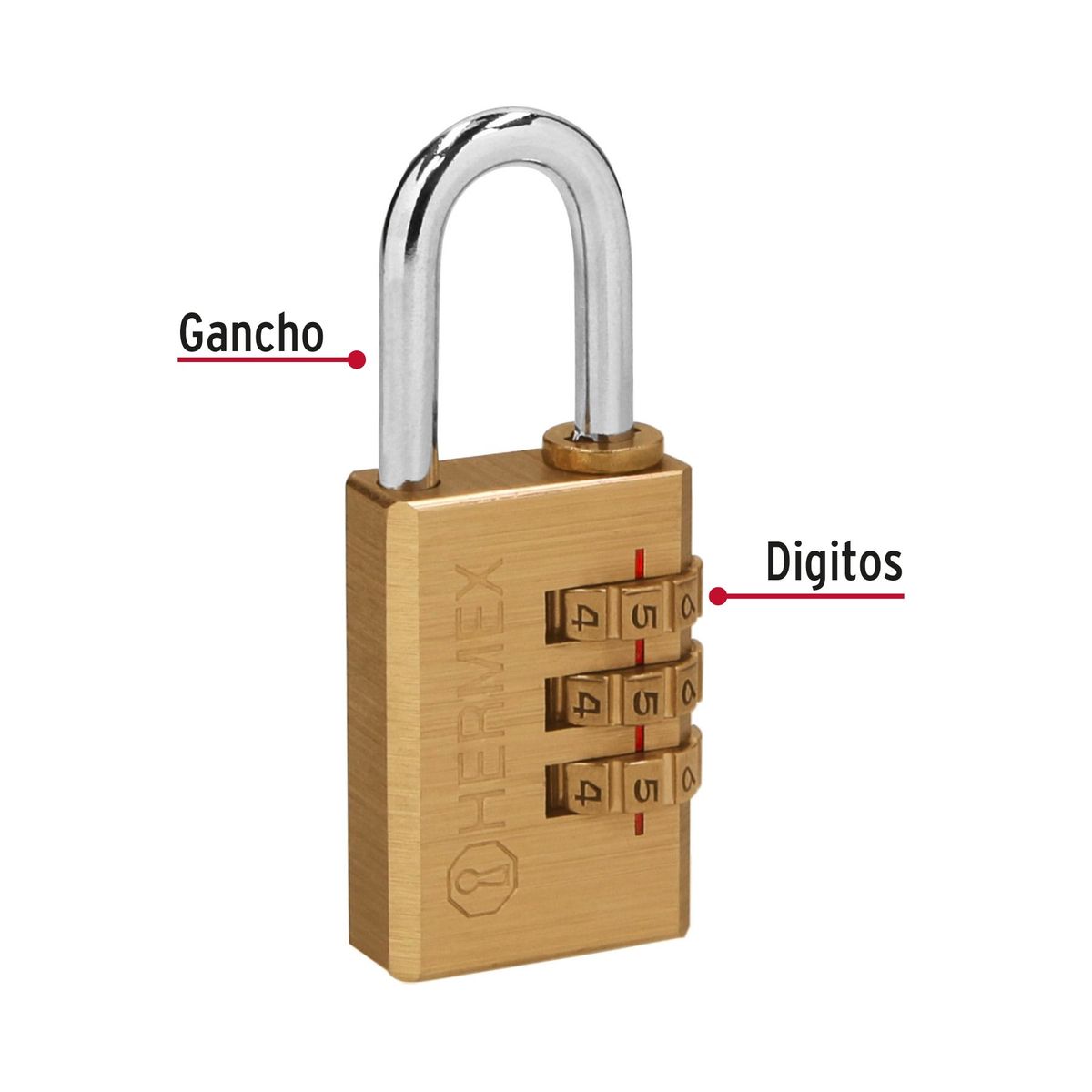 HERMEX - Candado para Maleta Equipaje de Combinación 3 Dígitos 43347 Hermex