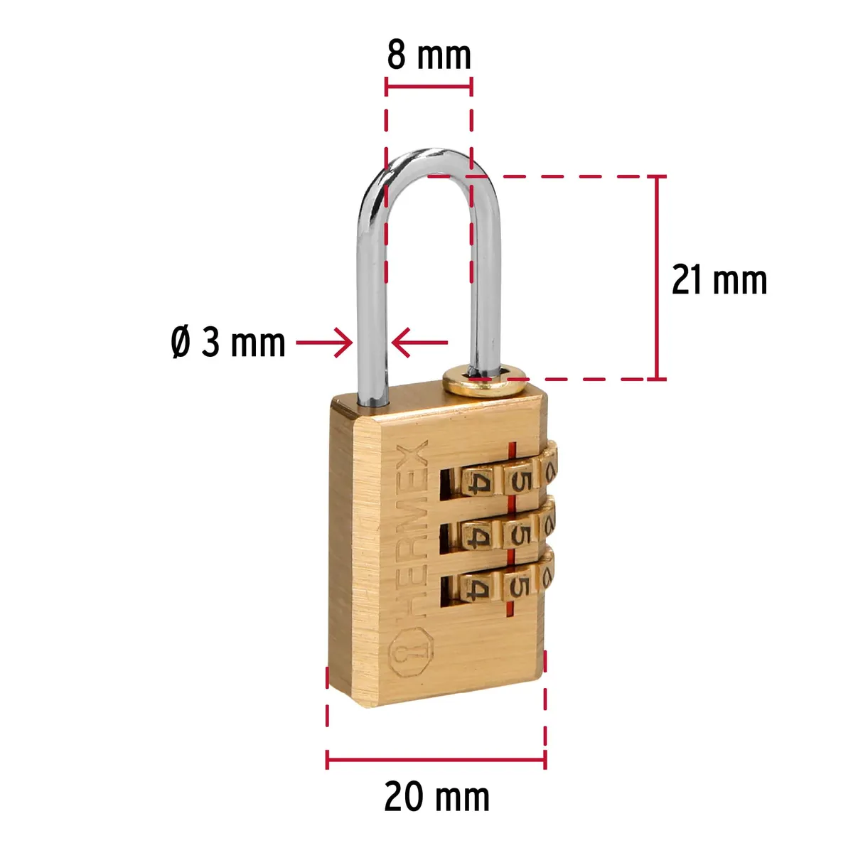 HERMEX - Candado para Maleta Equipaje de Combinación 3 Dígitos 43346 Hermex