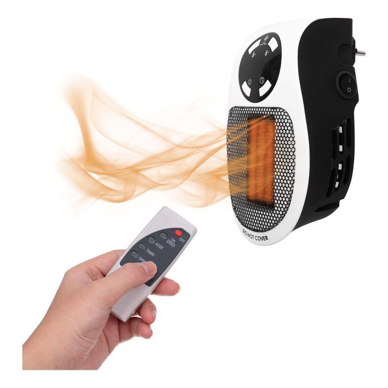 GENERICO - Calefactor Electrico Portatil Control Remoto Pared Color Blanco