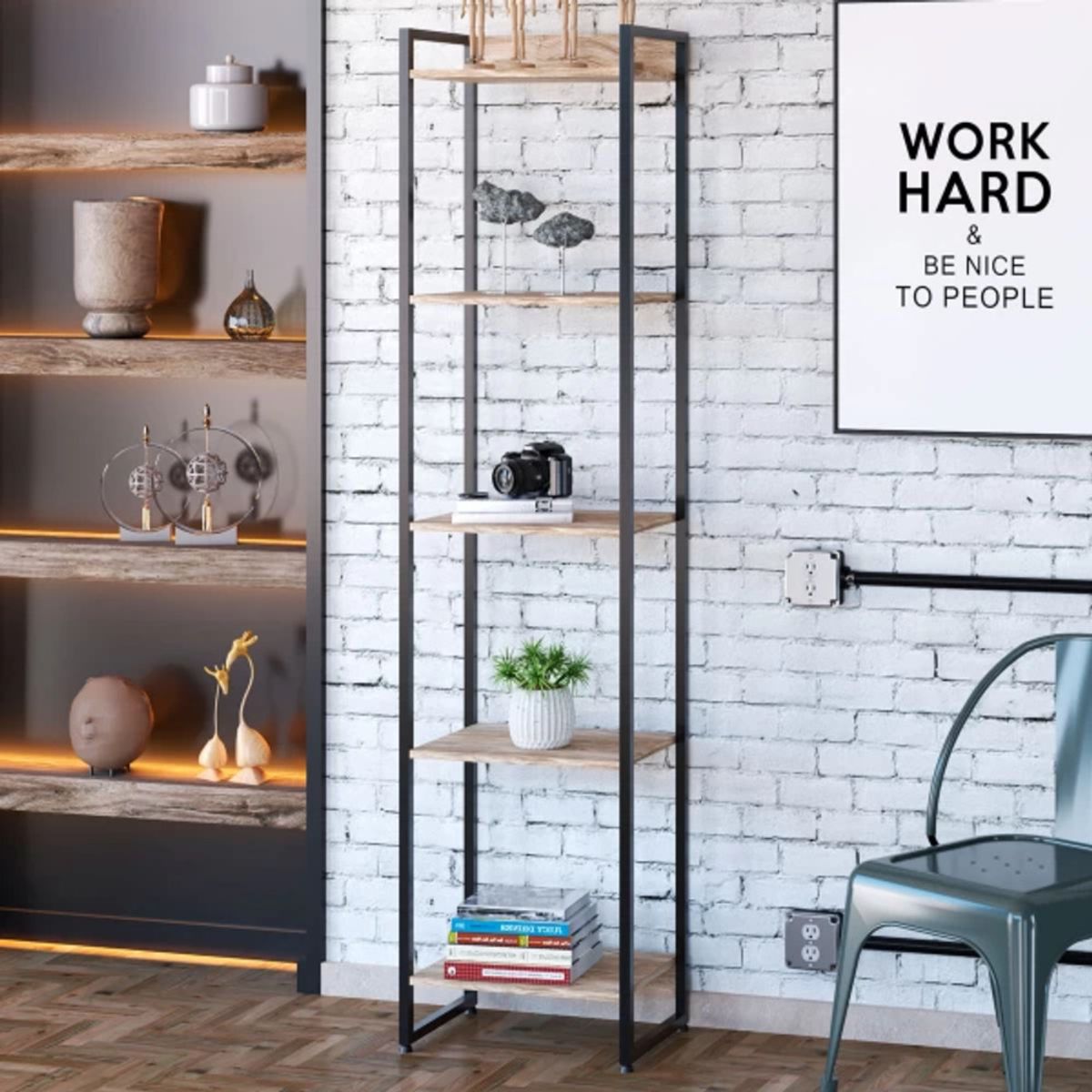 TU MESITA - Estante Industrial Marín color Duna 5 repisas TU MESITA