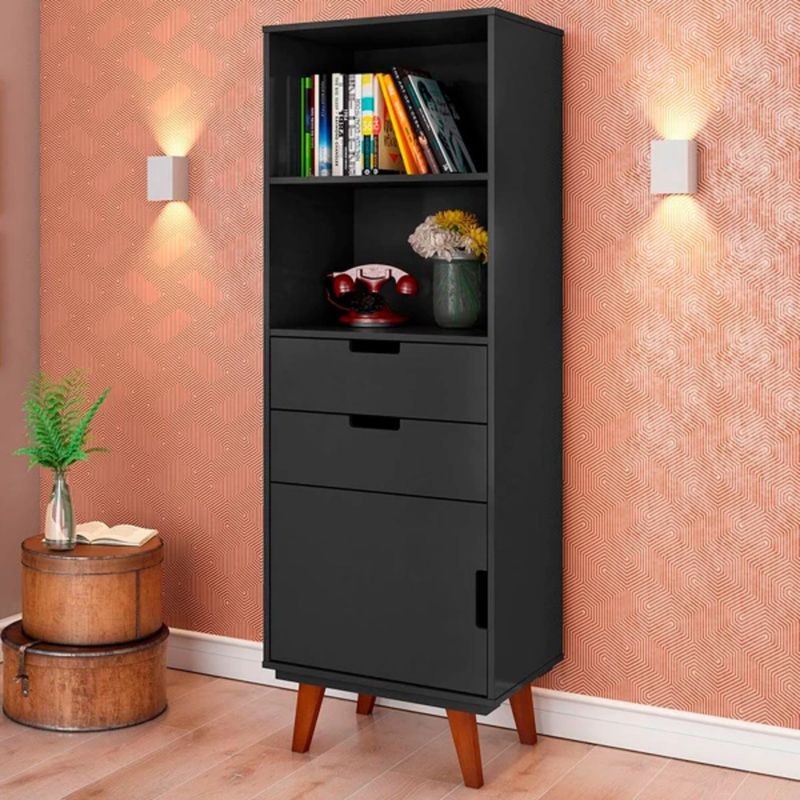 TU MESITA - Estante Juvenil Paris color Negro 1 puerta 2 cajones TU MESITA