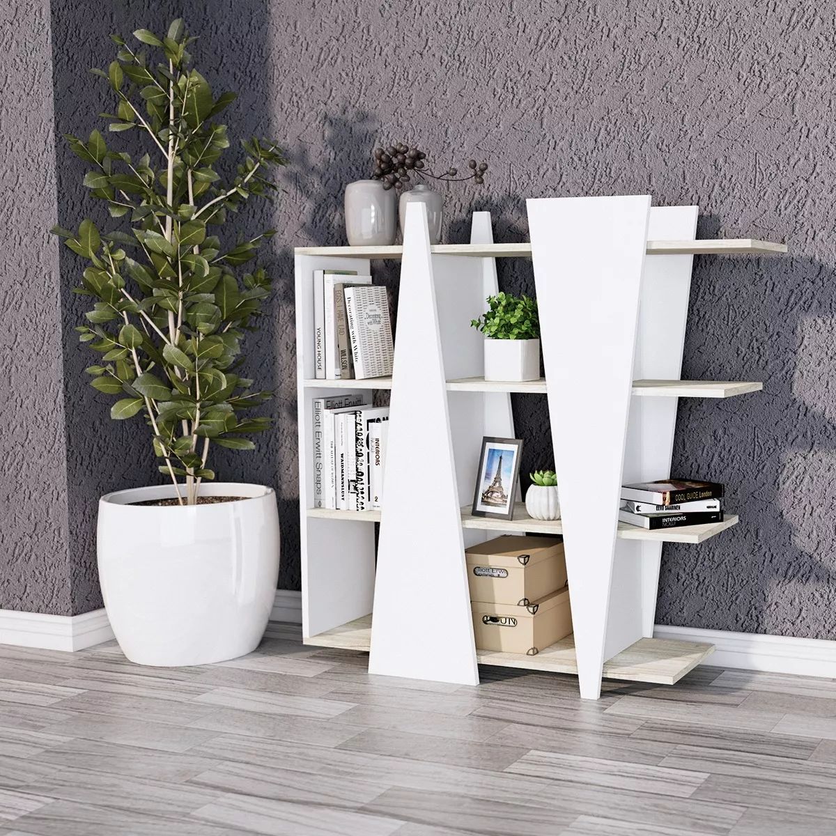 TU MESITA - Estante Moderno Nataly color BlancoCeniza TU MESITA