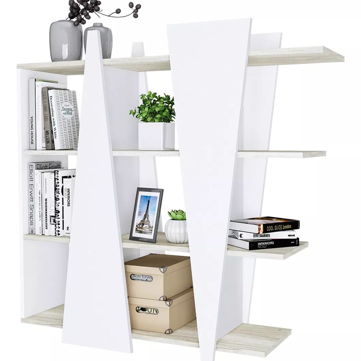 TU MESITA - Estante Moderno Nataly color BlancoCeniza TU MESITA