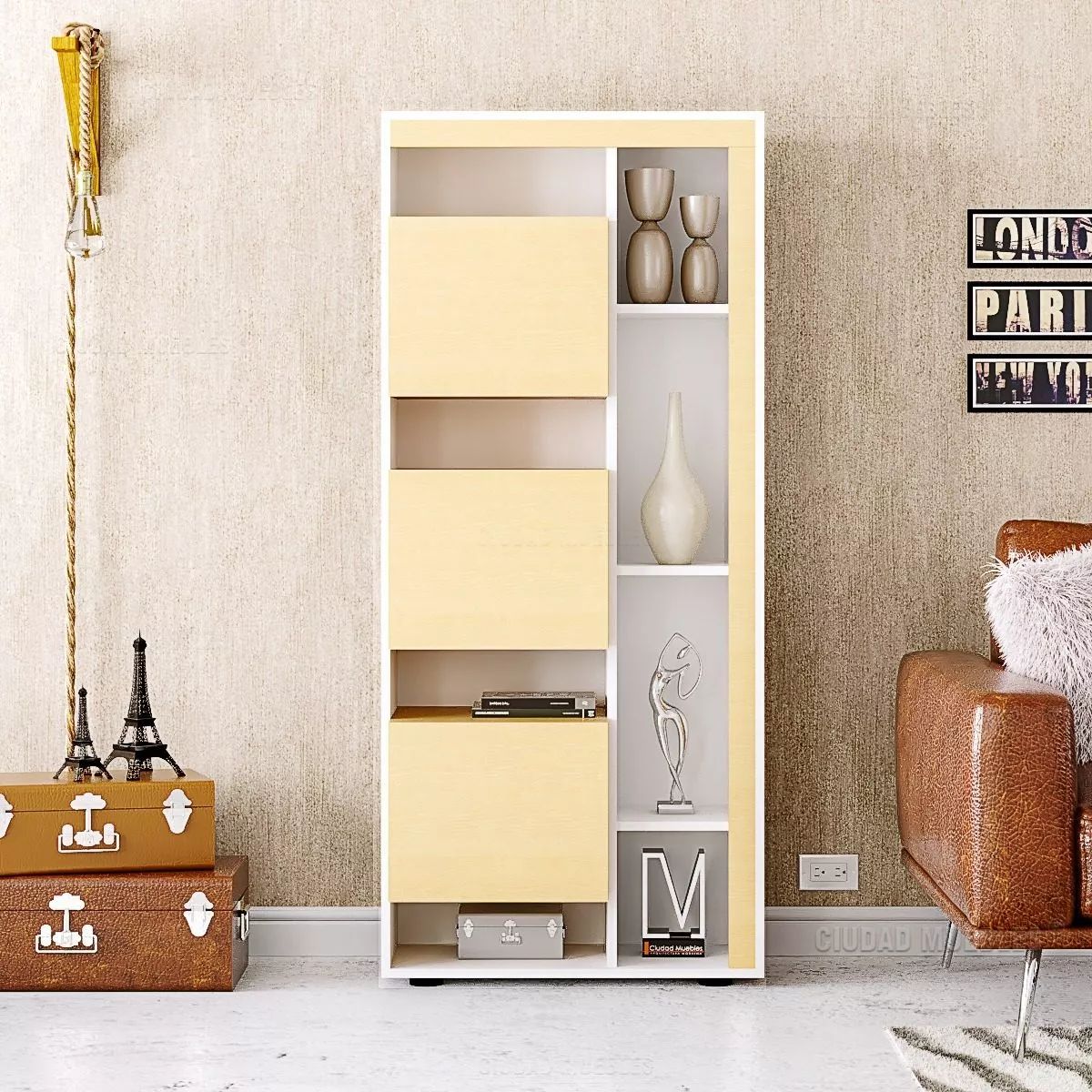 TU MESITA - Estante Multifuncional Shantal color BlancoDuna TU MESITA 3 puertas