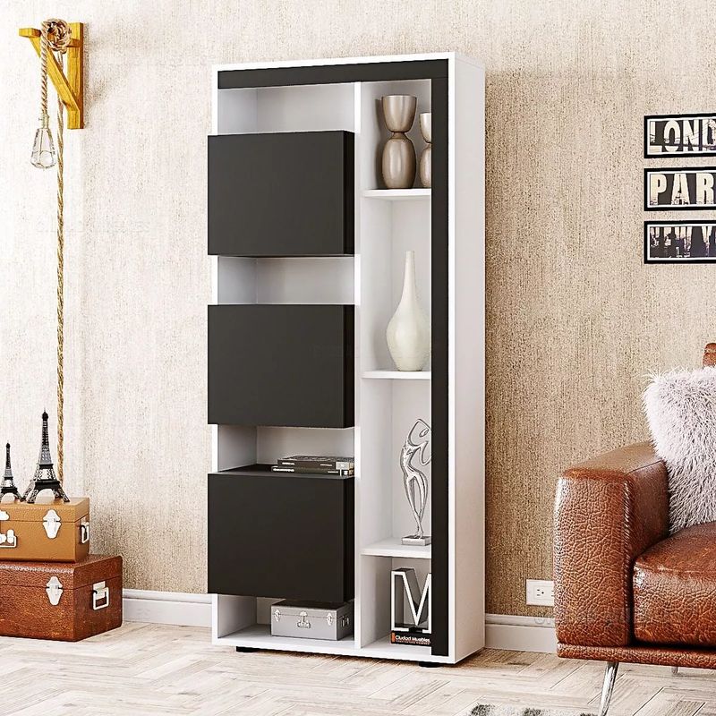 TU MESITA - Estante Multifuncional Shantal color NegroBlanco TU MESITA 3 puertas