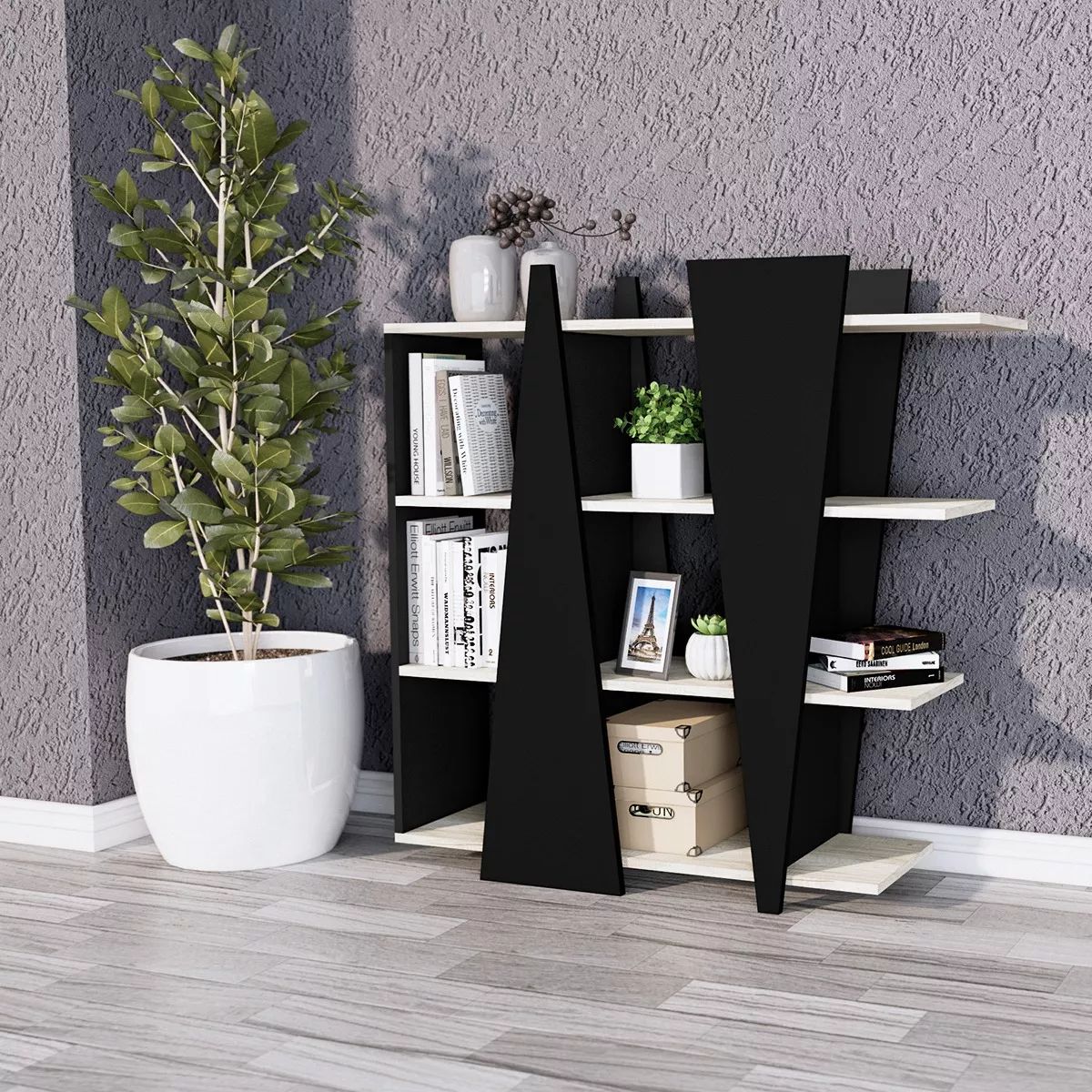 TU MESITA - Estante Moderno Nataly color NegroCeniza TU MESITA