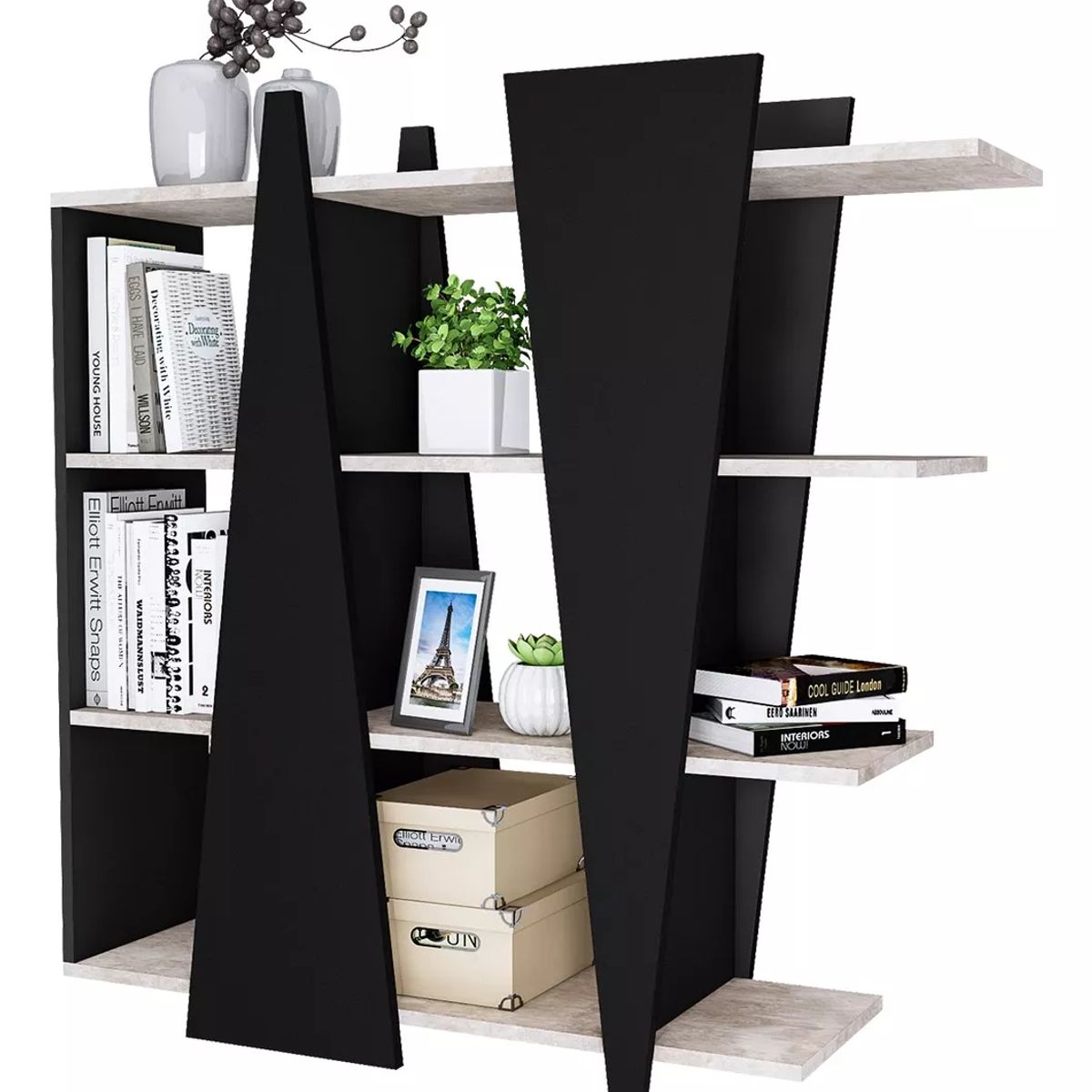 TU MESITA - Estante Moderno Nataly color NegroCeniza TU MESITA