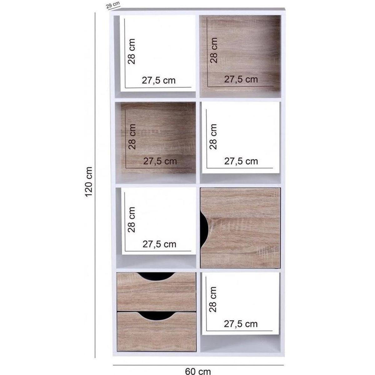 TU MESITA - Estante Multiusos TU MESITA Aliza color BlancoMarrón 1Puerta 2Cajones