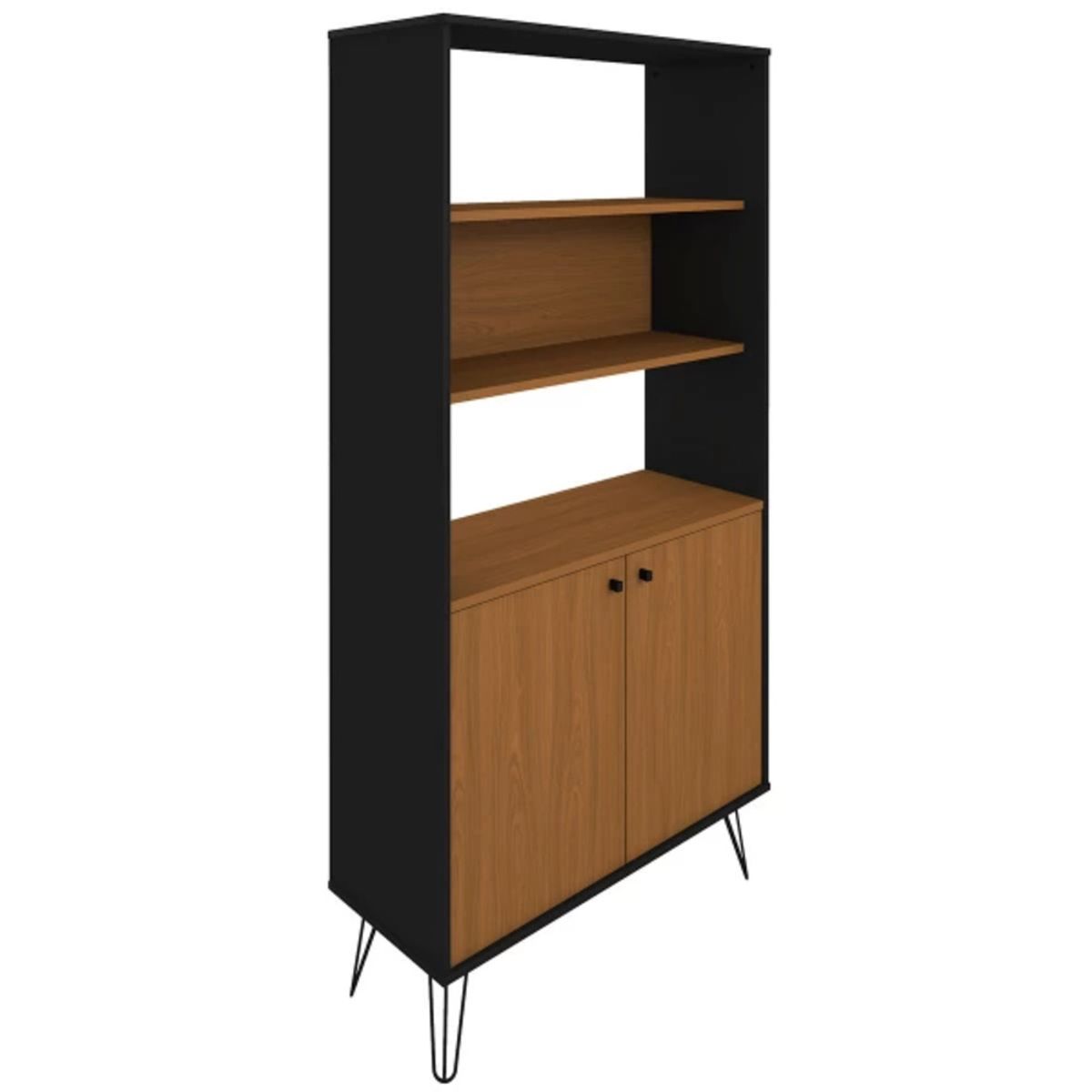 TU MESITA - Librero Clásico Albert 2 puertas color NegroMarrón TU MESITA