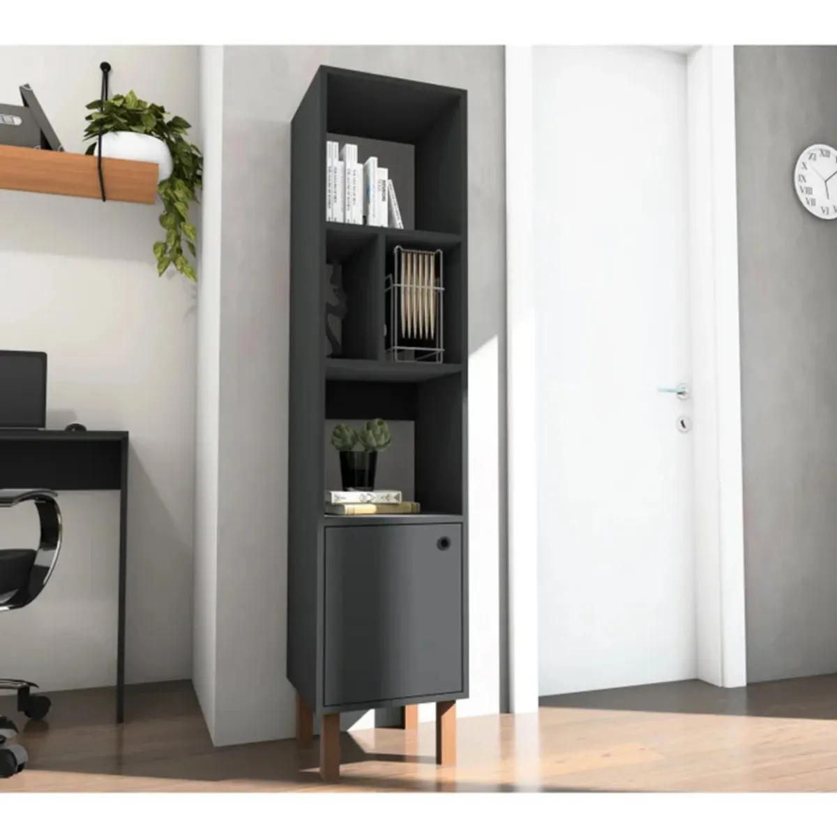 TU MESITA - Librero Clásico Remy color Negro 1 puerta TU MESITA