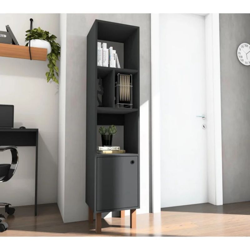 TU MESITA - Librero Clásico Remy color Negro 1 puerta TU MESITA