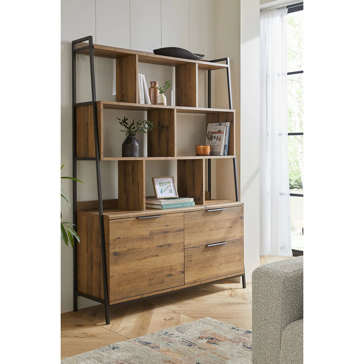 TU MESITA - Librero con Estantes Rústico Greco color Marrón TU MESITA