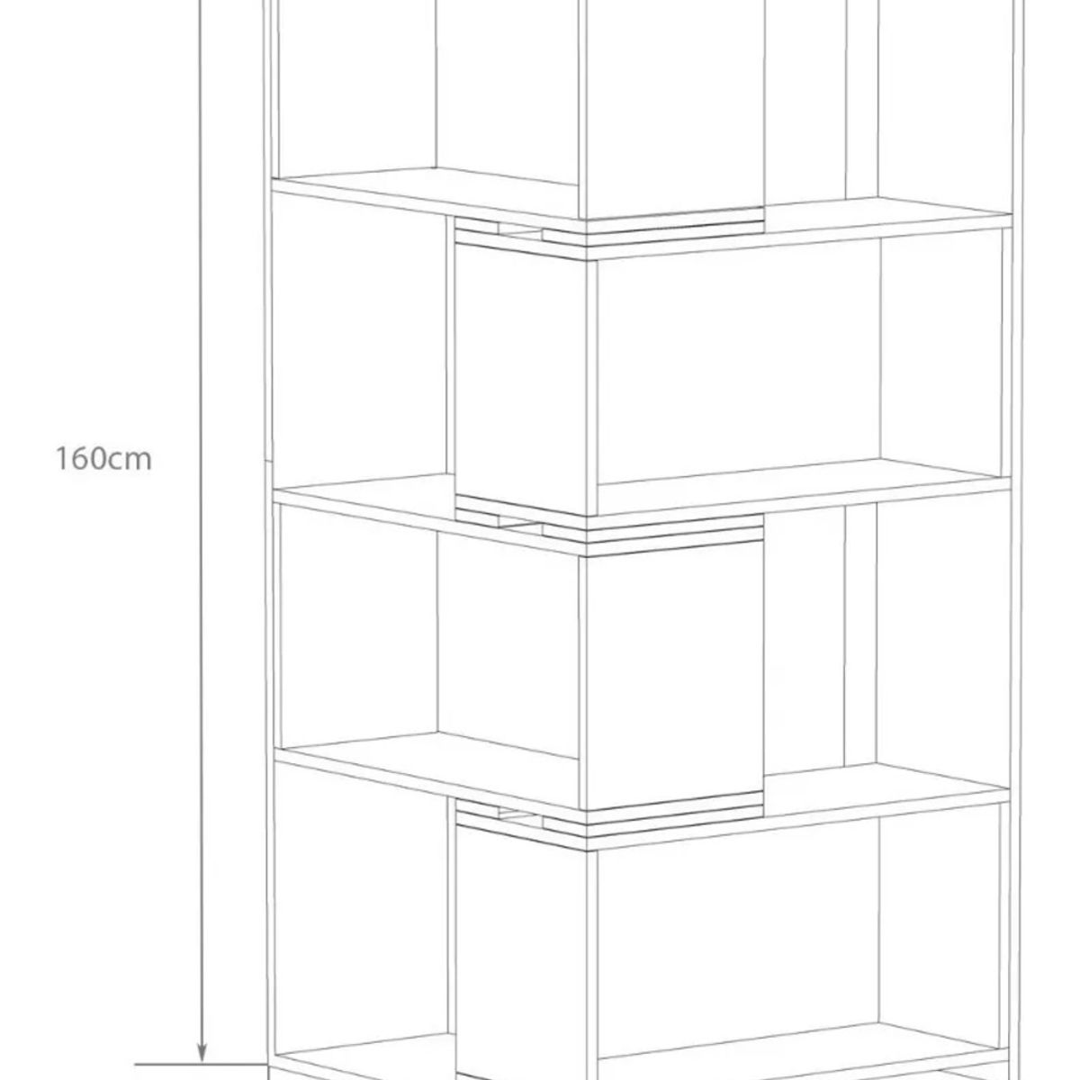TU MESITA - Librero Esquinero Marshall color MacadamiaNegro TU MESITA