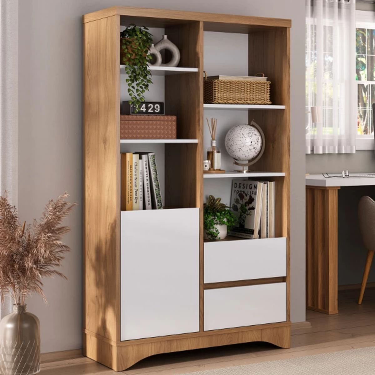 TU MESITA - Librero Moderno Olmos color MarrónBlanco TU MESITA