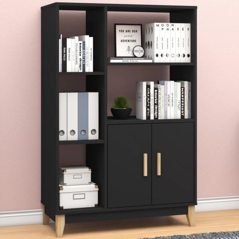 TU MESITA - Librero Moderno Allende color Negro 2 puertas TU MESITA