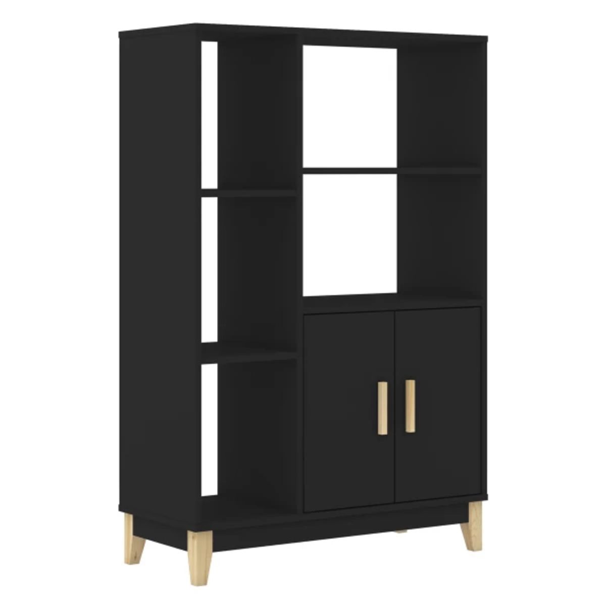 TU MESITA - Librero Moderno Allende color Negro 2 puertas TU MESITA