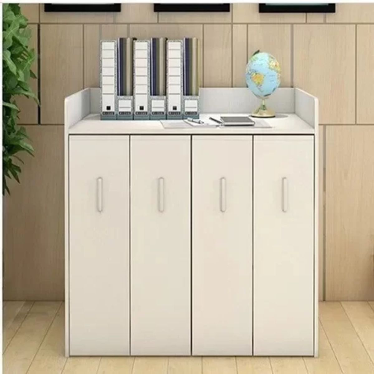 TU MESITA - Librero Moderno 4 Cajs en vertical cu cRuedas Piero Blanco TU MESITA