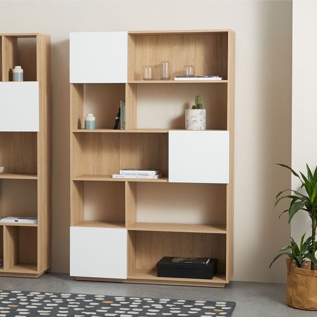 TU MESITA - Librero Moderno Sevilla color DunaBlanco 3 puertas TU MESITA