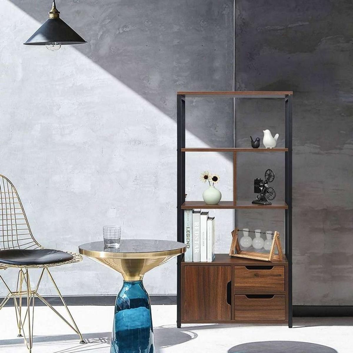 TU MESITA - Librero Moderno TU MESITA Josh color Marrón 2 cajones 1 puerta