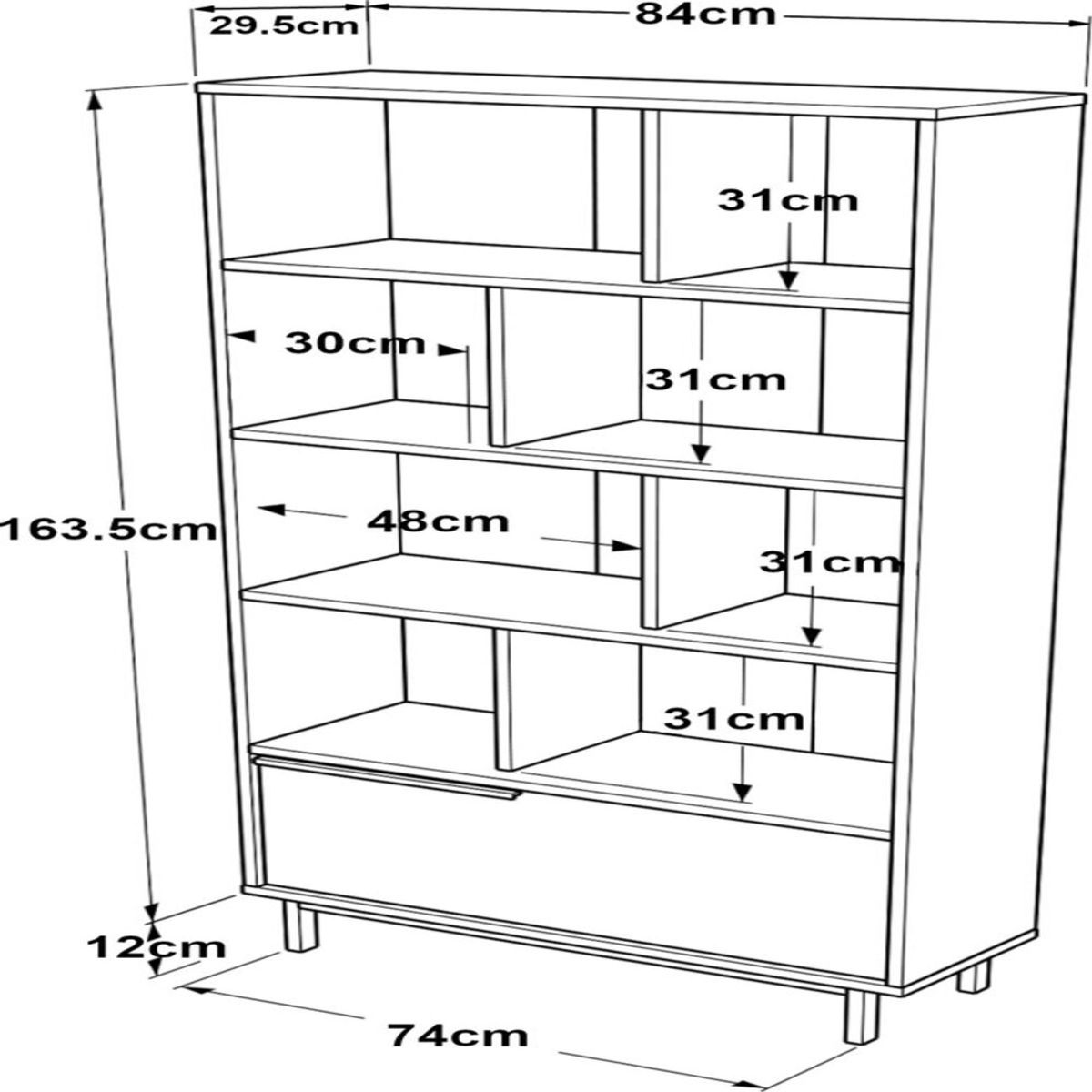 TU MESITA - Librero Moderno TU MESITA Manfer color Roble 1 puerta