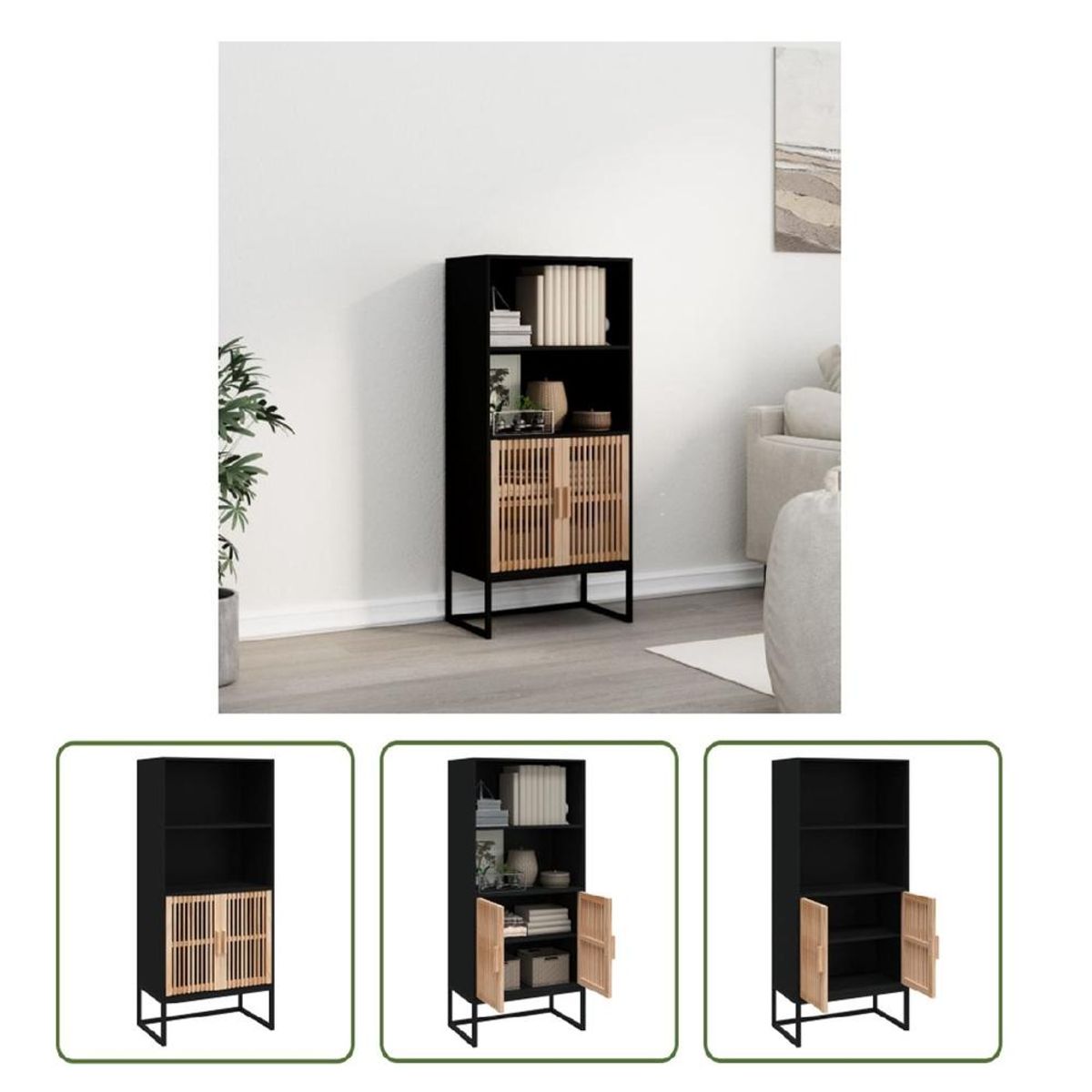 TU MESITA - Librero Moderno TU MESITA Fargot corlor NegroHaya 2 puertas